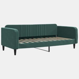 Sofá-cama, Sofá conversível 90x200 cm veludo verde-escuro