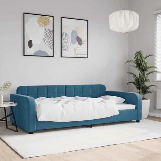 Sofá-cama, Sofá conversível 100x200 cm veludo azul