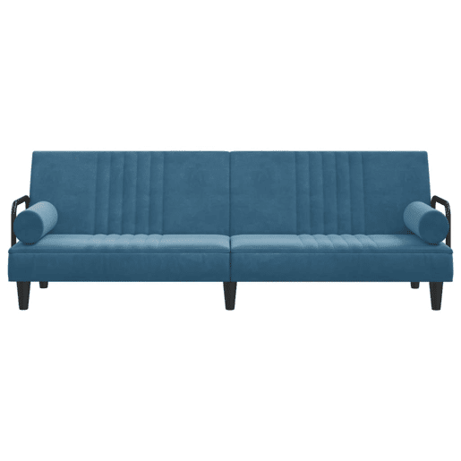 Sofá-cama, Sofá conversível com apoio de braços veludo azul