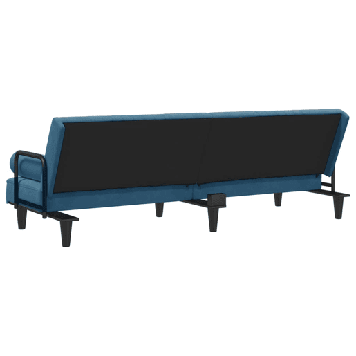 Sofá-cama, Sofá conversível com apoio de braços veludo azul