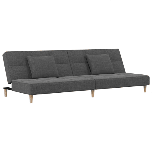 Sofá-cama, Sofá conversível 2 lugares com duas almofadas tecido cinzento-claro