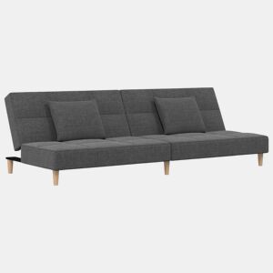 Sofá-cama, Sofá conversível 2 lugares com duas almofadas tecido cinzento-claro