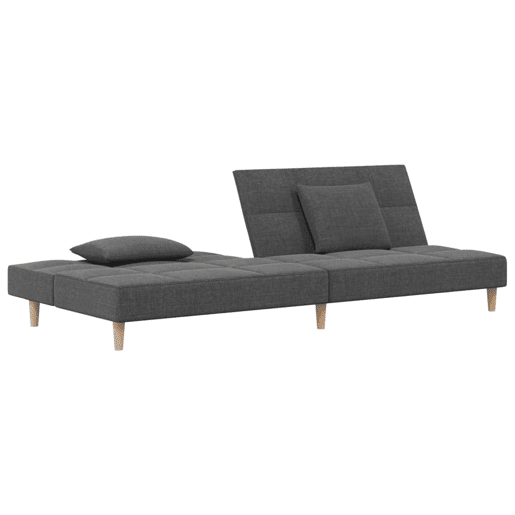 Sofá-cama, Sofá conversível 2 lugares com duas almofadas tecido cinzento-claro