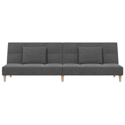 Sofá-cama, Sofá conversível 2 lugares com duas almofadas tecido cinzento-claro