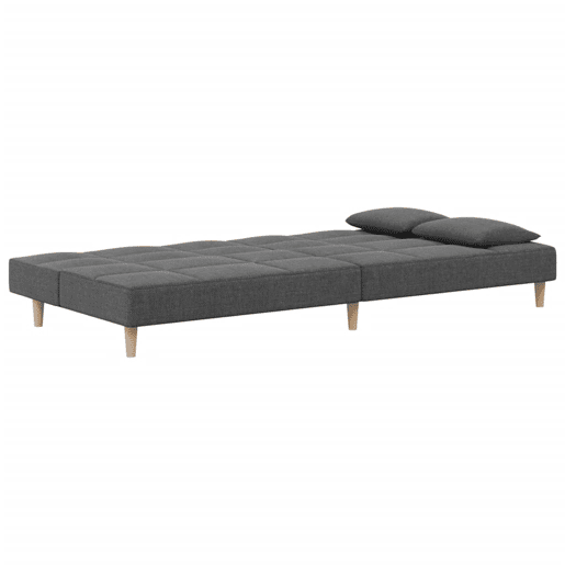 Sofá-cama, Sofá conversível 2 lugares com duas almofadas tecido cinzento-claro