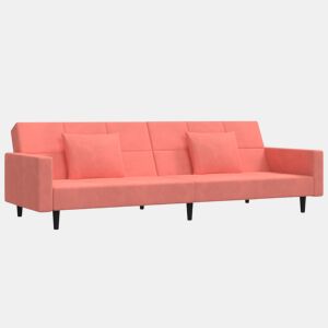 Sofá-cama, Sofá conversível 2 lugares com duas almofadas veludo rosa