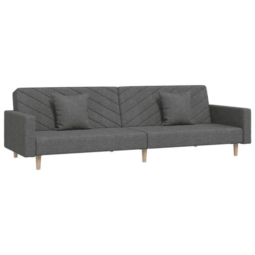 Sofá-cama, Sofá conversível 2 lugares com duas almofadas tecido cinzento-escuro