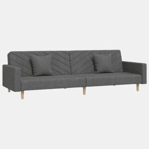 Sofá-cama, Sofá conversível 2 lugares com duas almofadas tecido cinzento-escuro