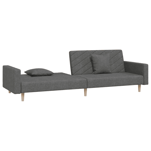Sofá-cama, Sofá conversível 2 lugares com duas almofadas tecido cinzento-escuro