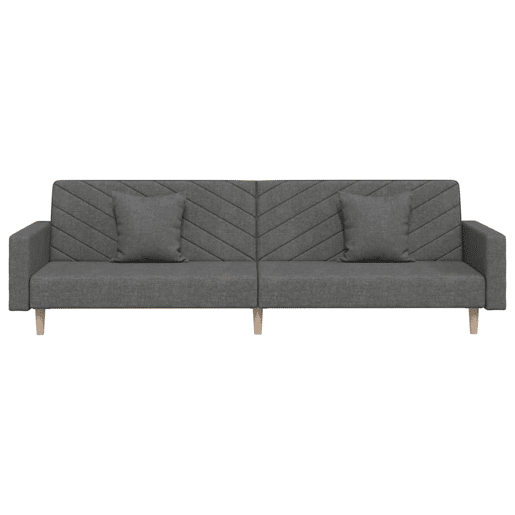 Sofá-cama, Sofá conversível 2 lugares com duas almofadas tecido cinzento-escuro
