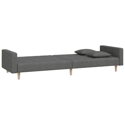 Sofá-cama, Sofá conversível 2 lugares com duas almofadas tecido cinzento-escuro