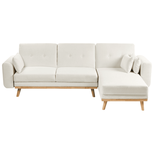 Sofá-cama de canto KAARINA Tecido Branco 3 lugares à esquerda