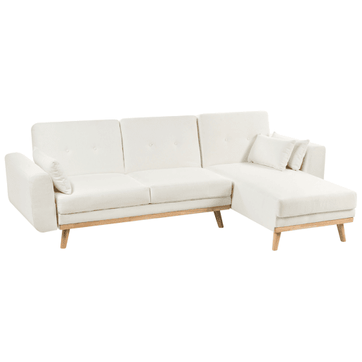 Sofá-cama de canto KAARINA Tecido Branco 3 lugares à esquerda