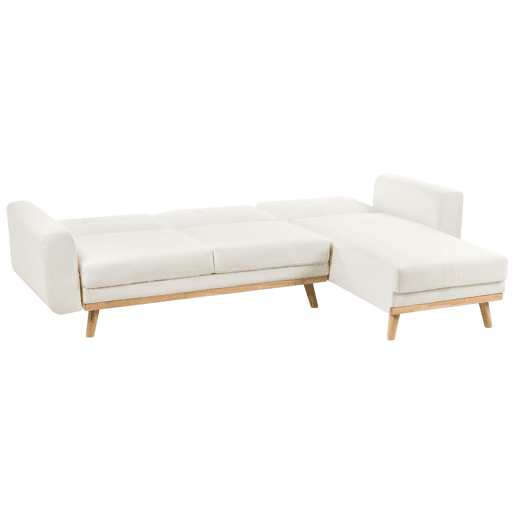 Sofá-cama de canto KAARINA Tecido Branco 3 lugares à esquerda