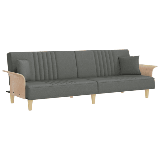 Sofá-cama, Sofá conversível com apoio de braços tecido cinzento-escuro Sofá-cama, Sofá conversível com apoio de braços tecido cinzento-escuro
