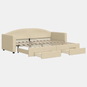Sofá-cama, Sofá conversível com gavetão e gavetas 80x200 cm tecido cor creme