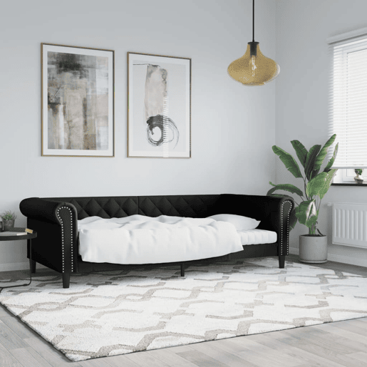 Sofá-cama, Sofá conversível 90x190 cm couro artificial preto Sofá-cama, Sofá conversível 90x190 cm couro artificial preto