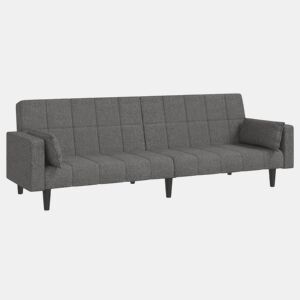 Sofá-cama, Sofá conversível 2 lugares com duas almofadas tecido cinzento-claro