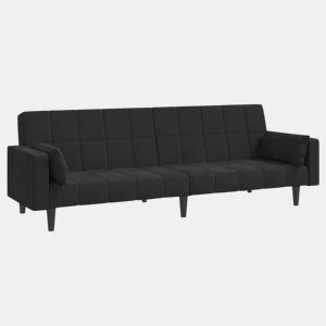 Sofá-cama, Sofá conversível 2 lugares com duas almofadas veludo preto