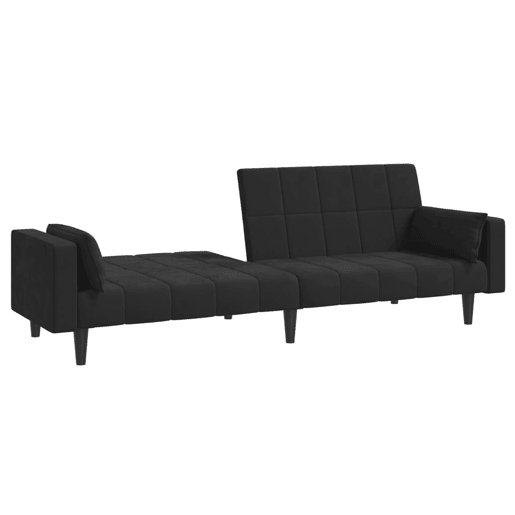 Sofá-cama, Sofá conversível 2 lugares com duas almofadas veludo preto