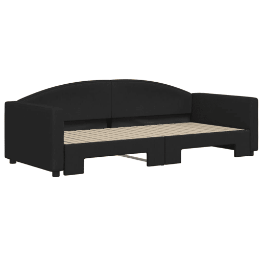 Sofá-cama, Sofá conversível com gavetão 90x200 cm tecido preto Sofá-cama, Sofá conversível com gavetão 90x200 cm tecido preto