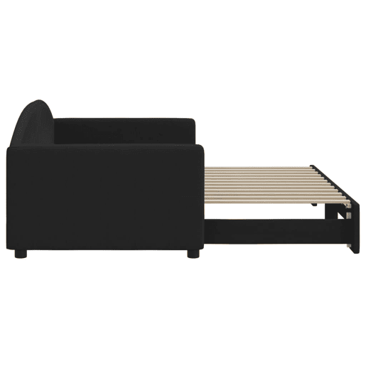 Sofá-cama, Sofá conversível com gavetão 90x200 cm tecido preto Sofá-cama, Sofá conversível com gavetão 90x200 cm tecido preto