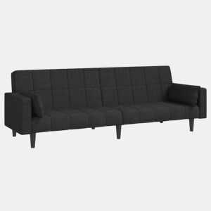 Sofá-cama, Sofá conversível 2 lugares com duas almofadas tecido preto