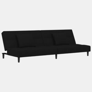 Sofá-cama, Sofá conversível 2 lugares com duas almofadas veludo preto