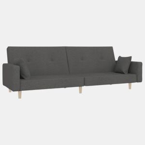 Sofá-cama, Sofá conversível 2 lugares com duas almofadas tecido cinzento-escuro