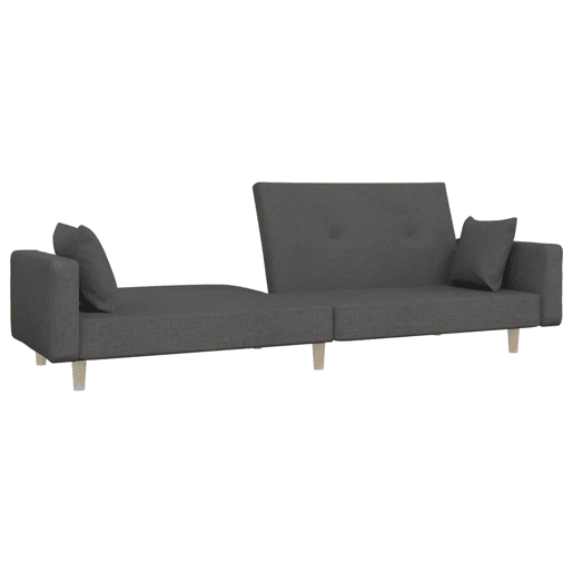 Sofá-cama, Sofá conversível 2 lugares com duas almofadas tecido cinzento-escuro