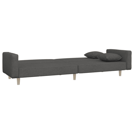 Sofá-cama, Sofá conversível 2 lugares com duas almofadas tecido cinzento-escuro