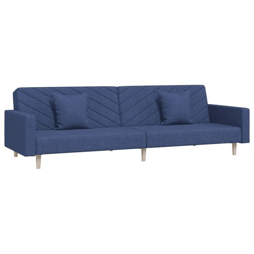 Sofá-cama, Sofá conversível 2 lugares com duas almofadas tecido azul