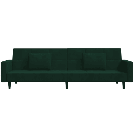 Sofá-cama, Sofá conversível 2 lugares com duas almofadas veludo verde-escuro