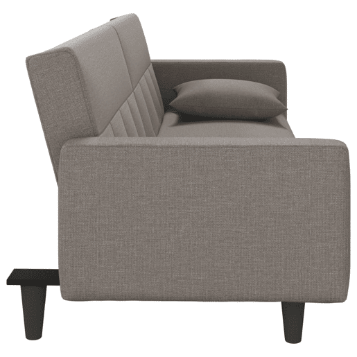 Sofá-cama, Sofá conversível com almofadões tecido cinzento-acastanhado Sofá-cama, Sofá conversível com almofadões tecido cinzento-acastanhado