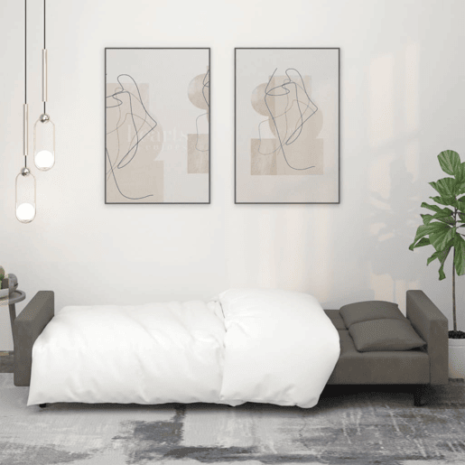 Sofá-cama, Sofá conversível 2 lugares com duas almofadas veludo cinzento-escuro