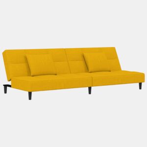 Sofá-cama, Sofá conversível 2 lugares com duas almofadas veludo amarelo