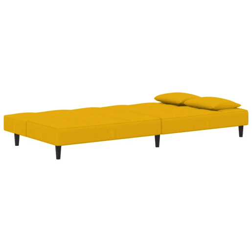 Sofá-cama, Sofá conversível 2 lugares com duas almofadas veludo amarelo