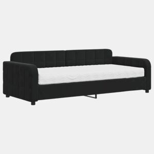Sofá-cama, Sofá conversível com colchão 90x200 cm veludo preto