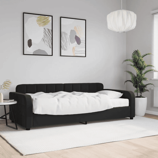 Sofá-cama, Sofá conversível com colchão 90x200 cm veludo preto