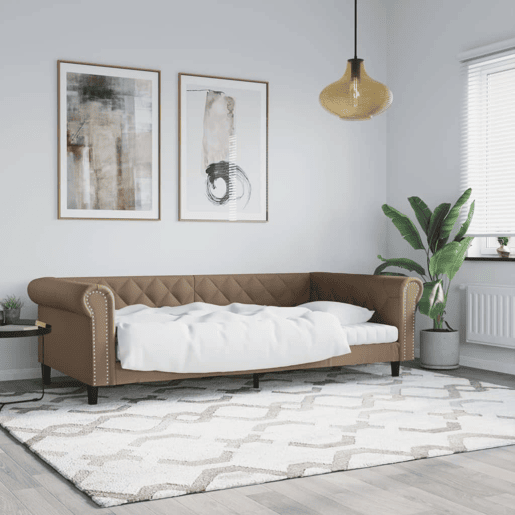 Sofá-cama, Sofá conversível 100x200 cm couro artificial cappuccino Sofá-cama, Sofá conversível 100x200 cm couro artificial cappuccino