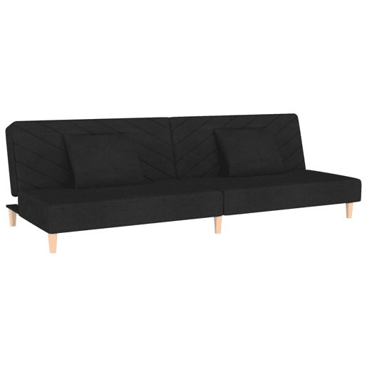 Sofá-cama, Sofá conversível 2 lugares com duas almofadas tecido preto Sofá-cama, Sofá conversível 2 lugares com duas almofadas tecido preto