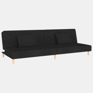 Sofá-cama, Sofá conversível 2 lugares com duas almofadas tecido preto