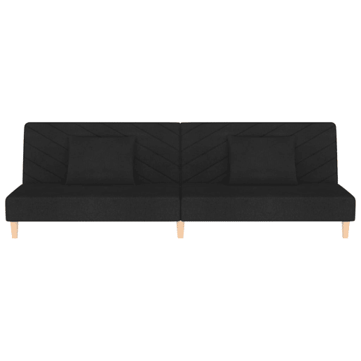 Sofá-cama, Sofá conversível 2 lugares com duas almofadas tecido preto Sofá-cama, Sofá conversível 2 lugares com duas almofadas tecido preto