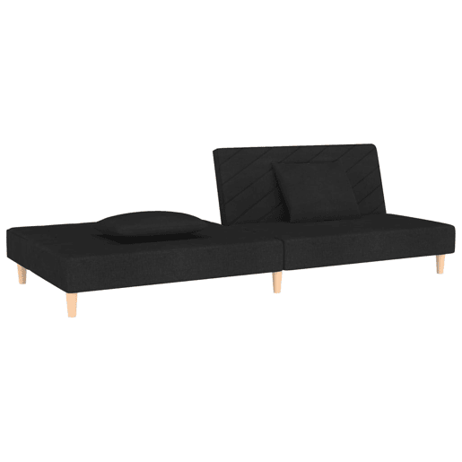 Sofá-cama, Sofá conversível 2 lugares com duas almofadas tecido preto Sofá-cama, Sofá conversível 2 lugares com duas almofadas tecido preto