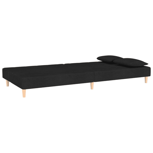 Sofá-cama, Sofá conversível 2 lugares com duas almofadas tecido preto Sofá-cama, Sofá conversível 2 lugares com duas almofadas tecido preto