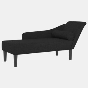 Sofá Chaise lounge - Sofá de canto com almofadões tecido preto
