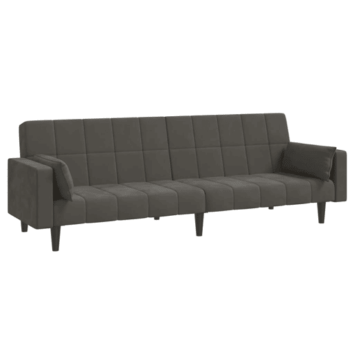 Sofá-cama, Sofá conversível 2 lugares com duas almofadas veludo cinzento-escuro