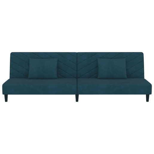 Sofá-cama, Sofá conversível 2 lugares com duas almofadas veludo azul