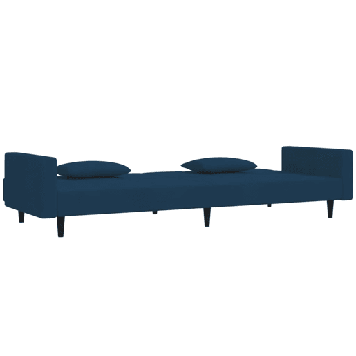 Sofá-cama, Sofá conversível 2 lugares com duas almofadas veludo azul