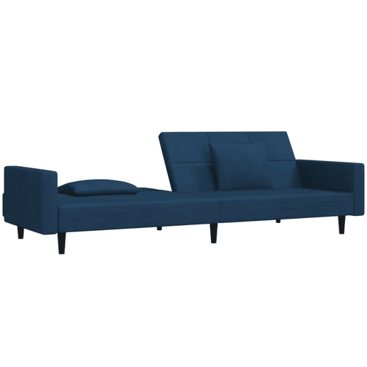 Sofá-cama, Sofá conversível 2 lugares com duas almofadas veludo azul